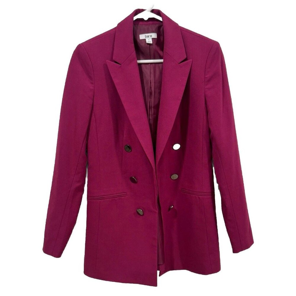 womens size Small Bar lII Open Front Blazer purple Suit Top Cardigan Pro